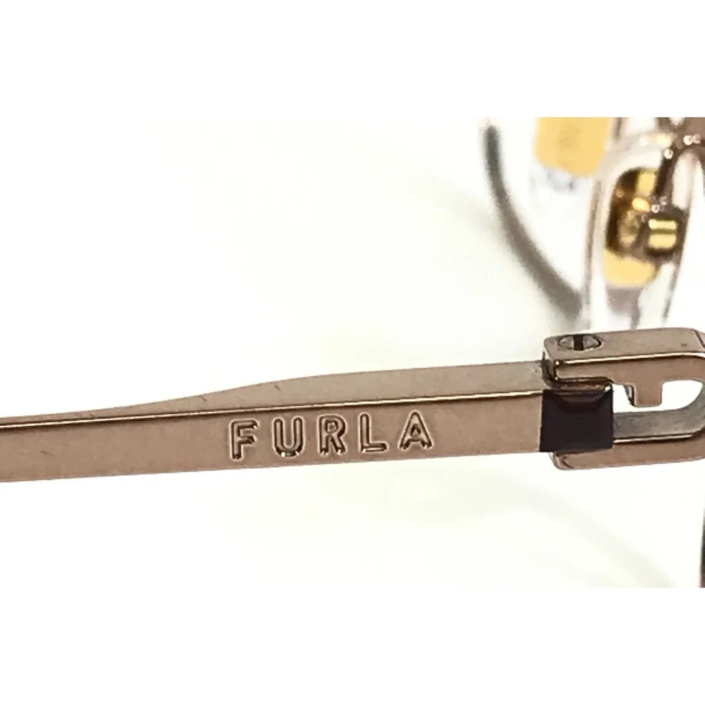Furla Eyeglasses Frames VFU588 COL.0K99 Brown Gold Butterfly Wire Rim 53-16-135